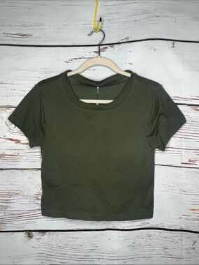 Calia NWT Size XXL Deep Green Ribbed Seamless Support Crop Tee Top